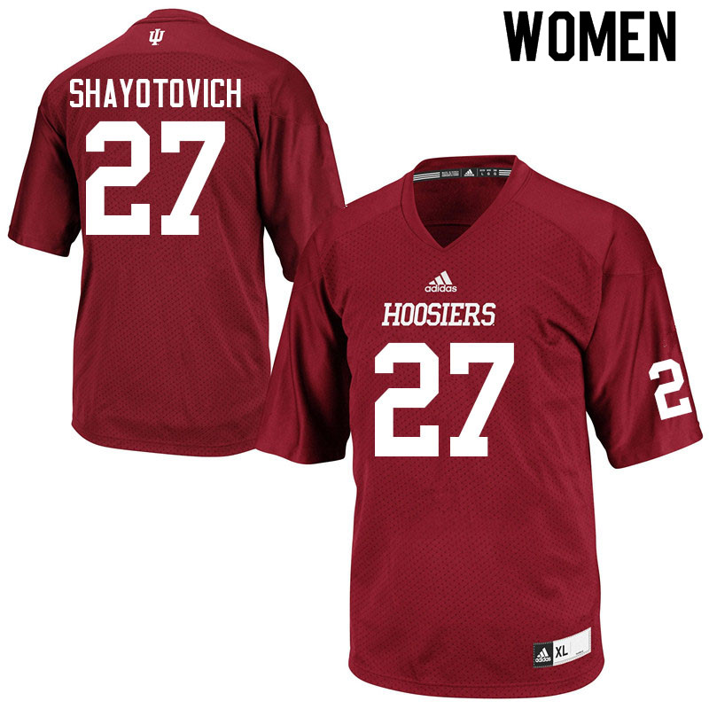 Women #27 Luke Shayotovich Indiana Hoosiers College Football Jerseys Sale-Crimson Jersey